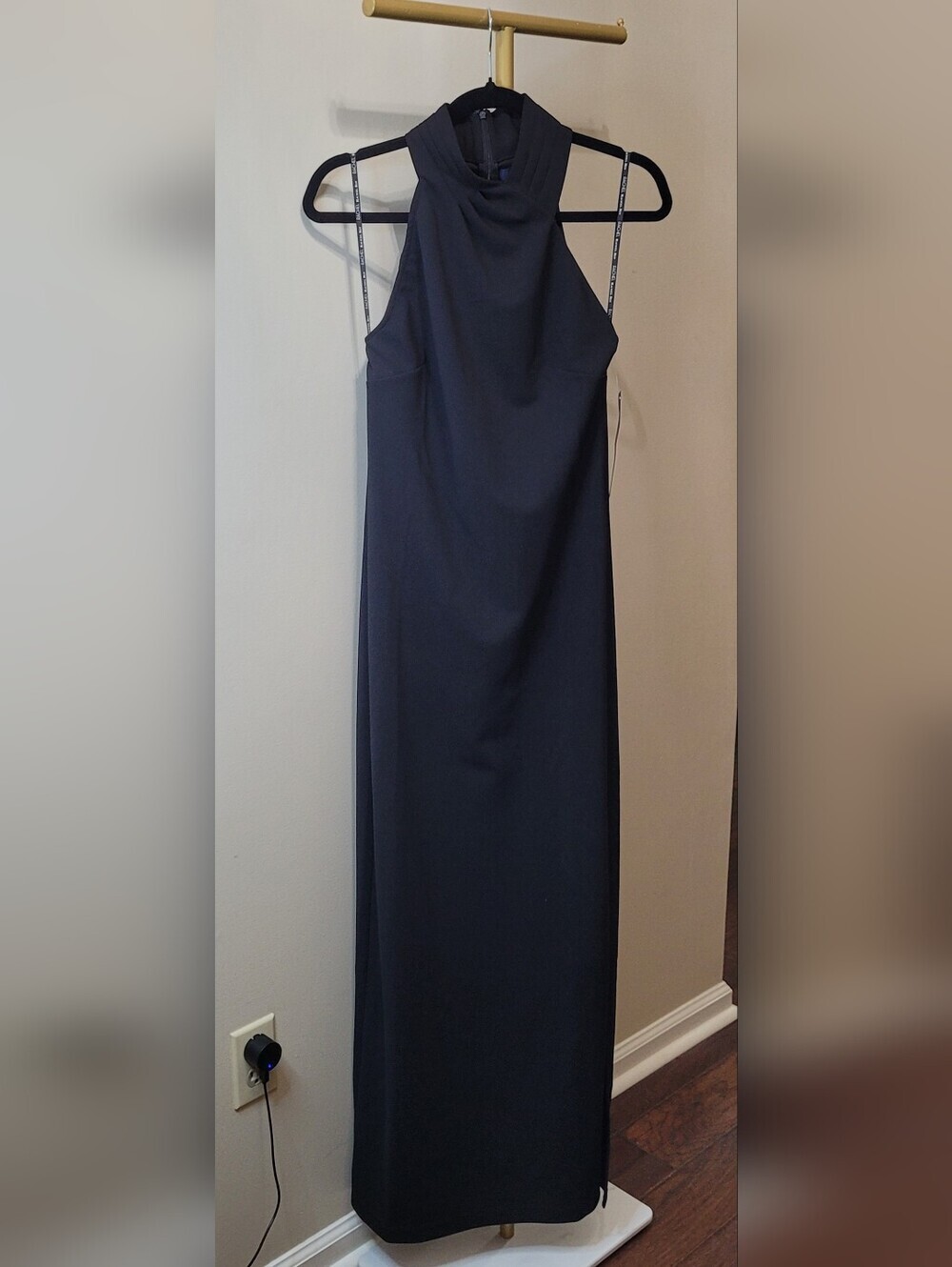 NWT RACHEL Rachel Roy Black Halter Maxi Dress with Side Split size Medium